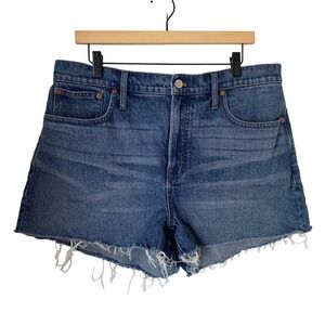 Madewell The Perfect Jean Shorts Women 32 Blue‎ High Rise Raw Hem Cowgirl Denim